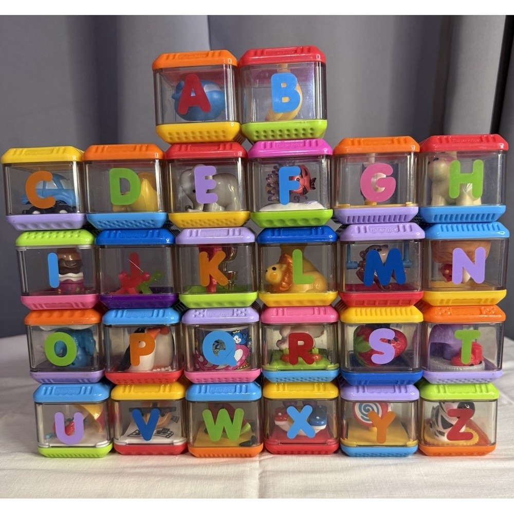 Fisher Price Peek A Boo Blocks Alphabet Set Complete 26 A To Z